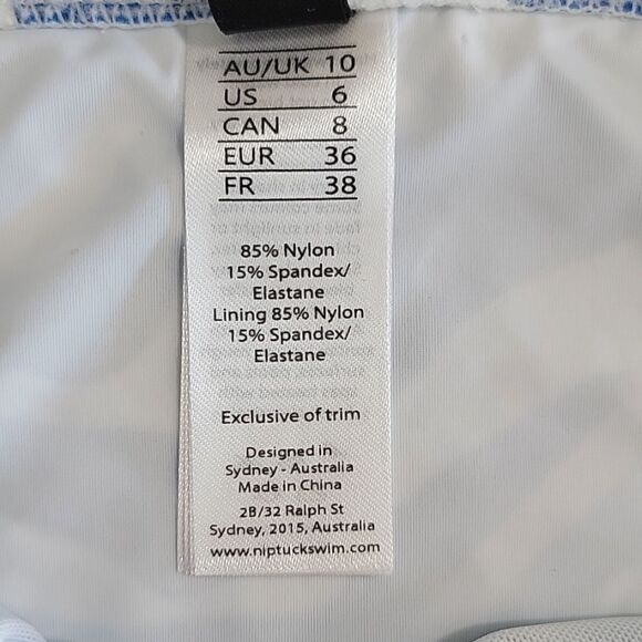 Niptuck Blue and White Zebra Print Bikini Swimsuit Bottom Size 6 - Picture 4 of 13